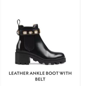 GUCCI LEATHER ANKLE BOOT WITH BELT